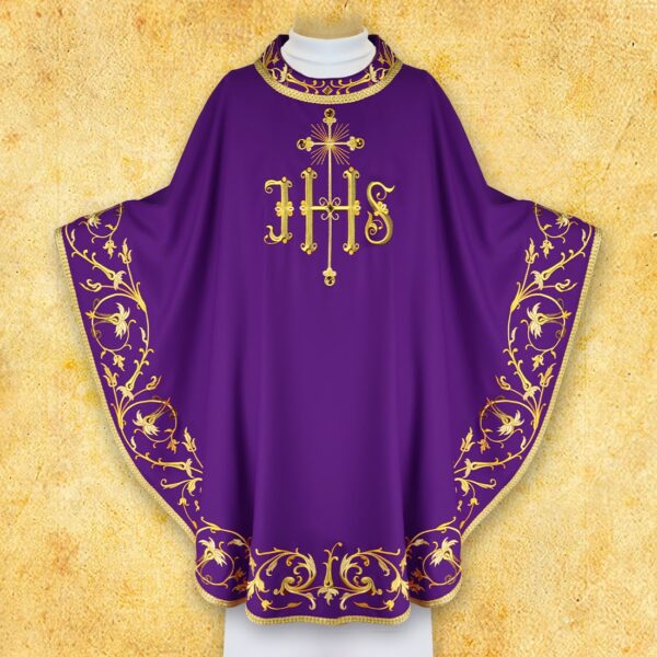 Embroidered Chasuble "Sacra Flora" Purple