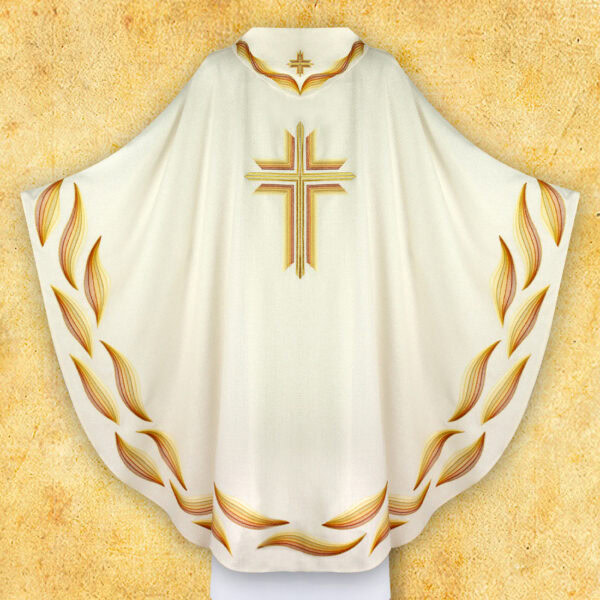 Embroidered Chasuble "Ombre Colorate" Ecru