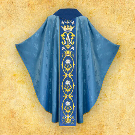 Embroidered chasuble "Maria D'Oro-Blu"