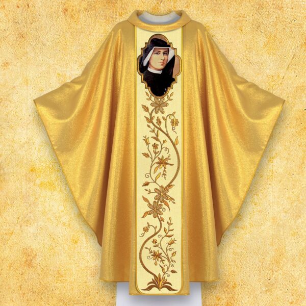 Embroidered chasuble with a photographic image of St. Faustina