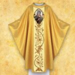 Embroidered chasuble with a photographic image of "Our Lady of Perpetual Help"
