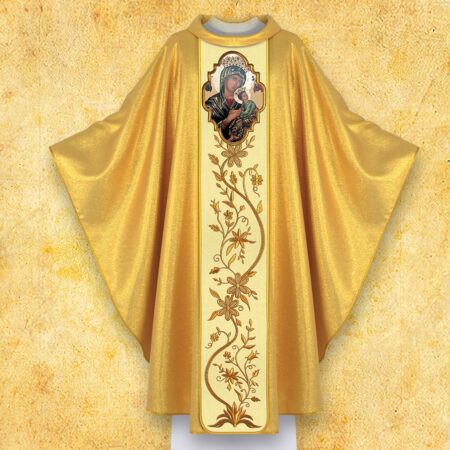  Embroidered chasuble with a photographic image of "Our Lady of Perpetual Help"