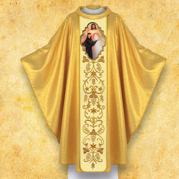 Embroidered Chasuble with Photographic Image of "Heart of Jesus"