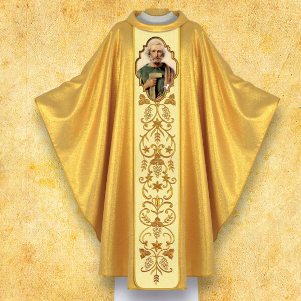Embroidered Chasuble with Photographic Image of "Heart of Jesus"