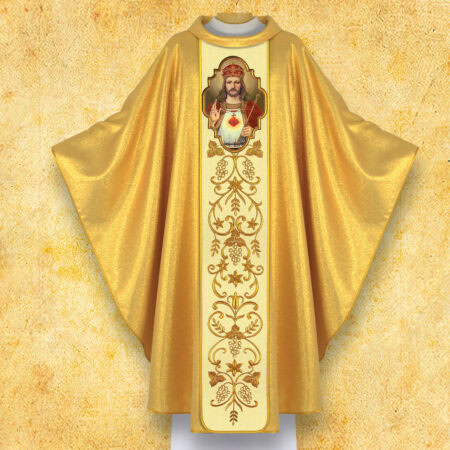 Embroidered Chasuble with Photographic Image of "Heart of Jesus"