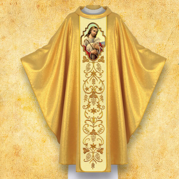 Embroidered Chasuble with Photographic Image of "Heart of Jesus"