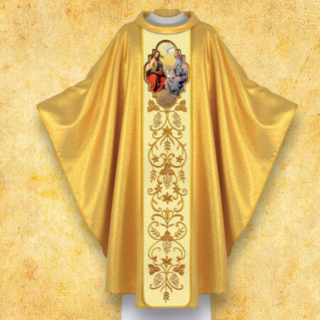 Embroidered Chasuble with Photographic Image of "Heart of Jesus"