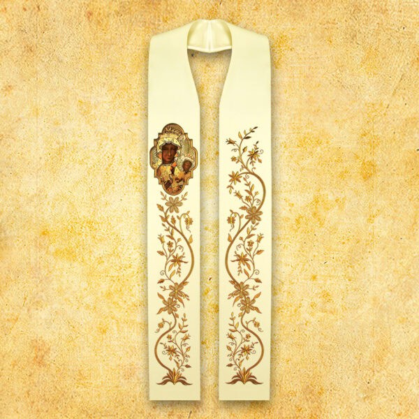 Embroidered Stole with Photographic Image "Heart of Mary"