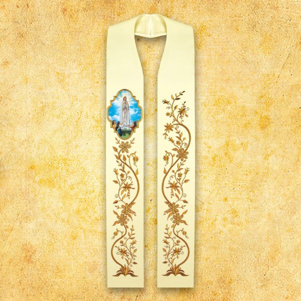 Embroidered Stole with Photographic Image "Heart of Mary"