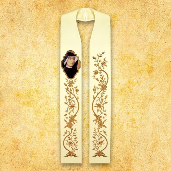 Embroidered Stole with Photographic Image "Heart of Mary"