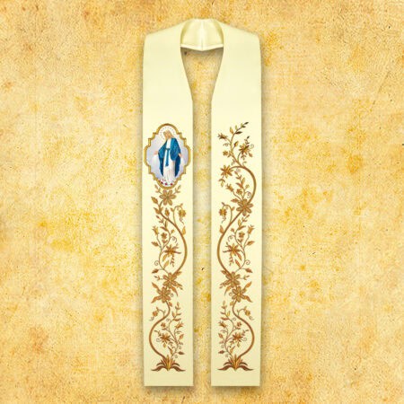 Embroidered Stole with Photographic Image "Heart of Mary"