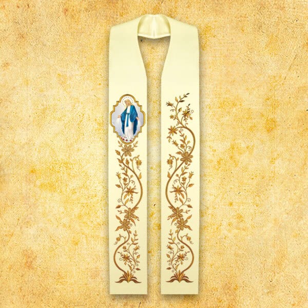 Embroidered Stole with Photographic Image "Heart of Mary"
