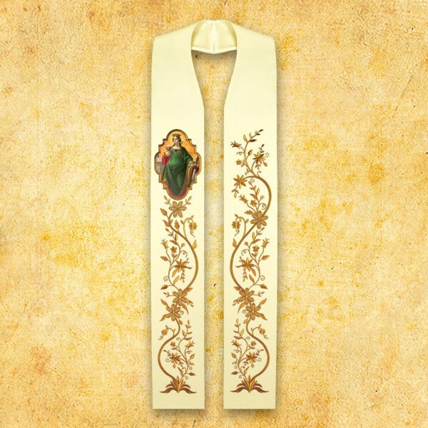 Embroidered stole with photographic image "Our Lady of Gietrzwałdzka"