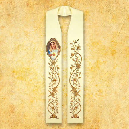 Embroidered Stole with Photographic Image "Heart of Mary"