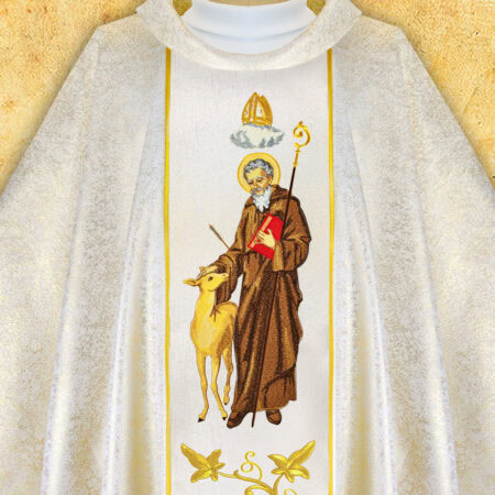 Chasuble with embroidered image of "St. Giles"