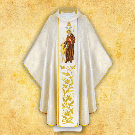Chasuble with embroidered image of "St. Giles"