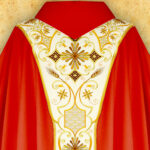 Embroidered chasuble with the image of the Ulma family