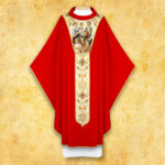 Embroidered chasuble with the image of the Ulma family