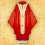 Embroidered chasuble with the image of the Ulma family