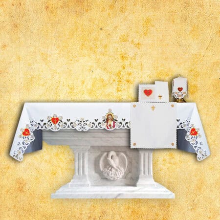  Embroidered tablecloth "Heart of Jesus" with image (length up to 650 cm)