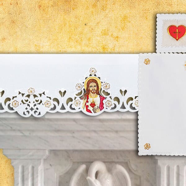 Embroidered tablecloth "Heart of Jesus" with image (length up to 650 cm) - Image 3