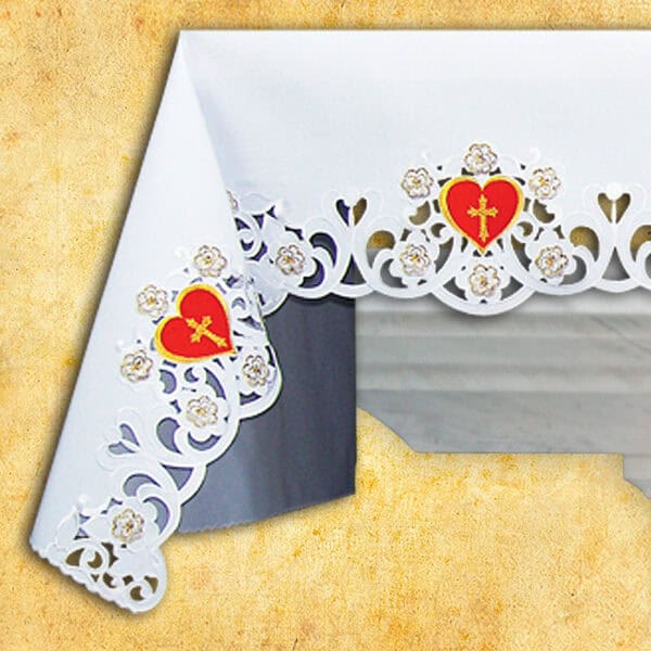 Embroidered tablecloth "Heart of Jesus" with image (length up to 650 cm) - Image 2