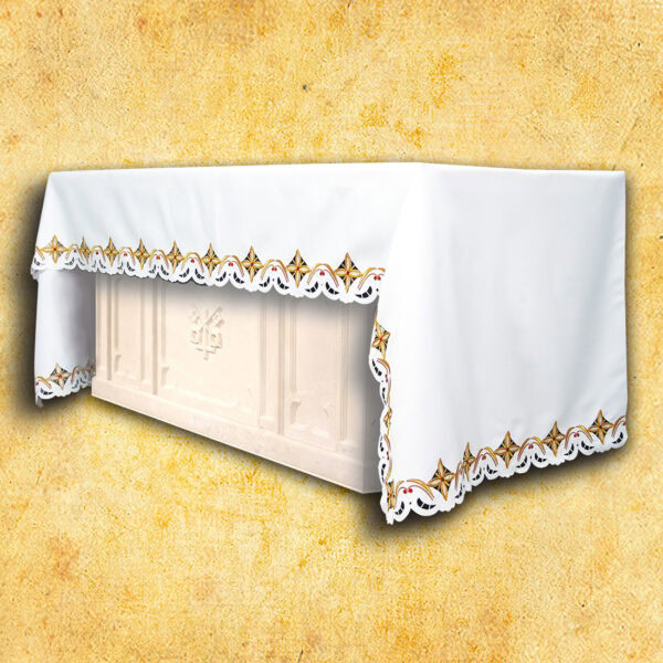 Embroidered tablecloth "Crosses in a Square - Colorful"