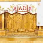 Embroidered tablecloth "Alfa Omega" - with the symbol of a book (length up to 280 cm)