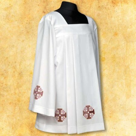 Embroidered surplice "Jerusalem Crosses" red