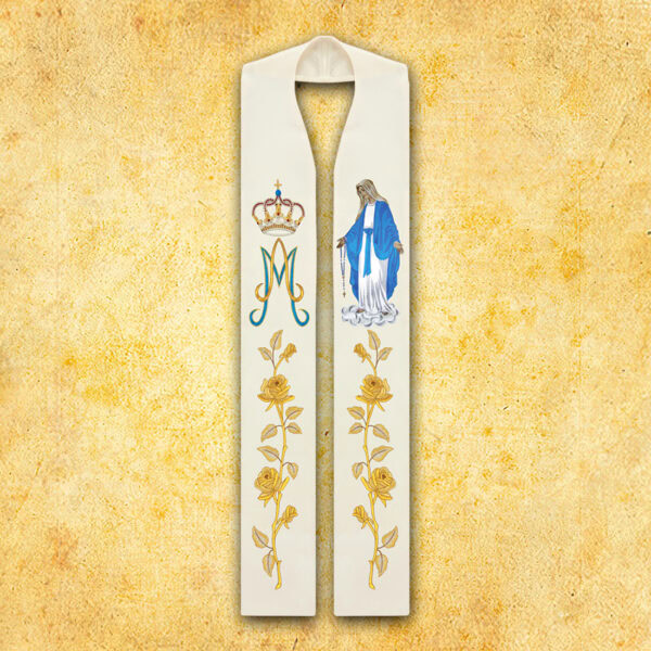 Embroidered stole "Our Lady of the Rosary"