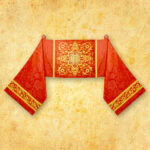 Embroidered shoulder veil "Massimo-Rosso"