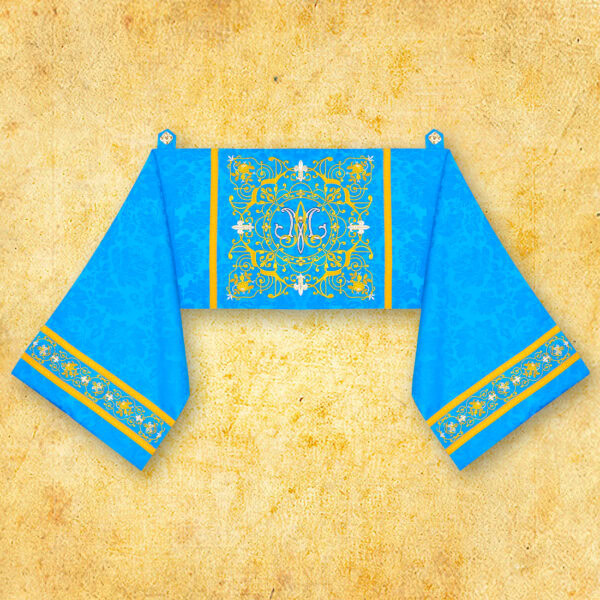 90_2_25 Embroidered shoulder veil "Massimo-Blu"