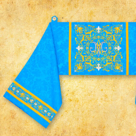 Embroidered shoulder veil "Massimo-Blu"