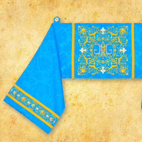 Embroidered shoulder veil "Massimo-Blu"