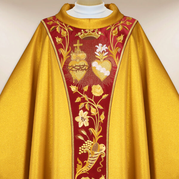 Embroidered chasuble "Heart of Jesus and Mary" - Image 3