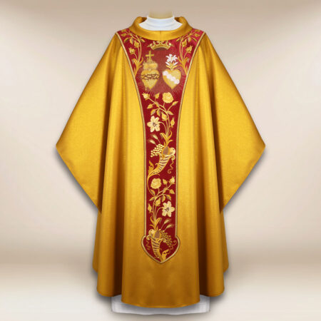 Embroidered chasuble "Heart of Jesus and Mary"