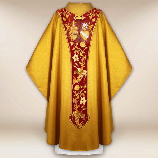 Embroidered chasuble "Heart of Jesus and Mary" - Image 2