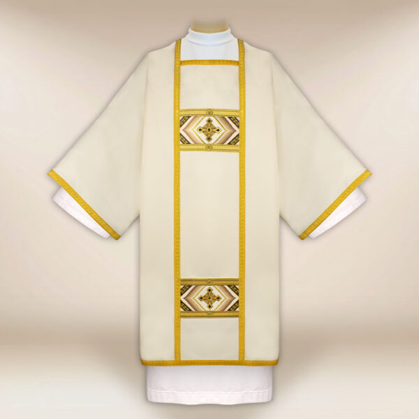Embroidered dalmatic "Moderno Carisma" ecru