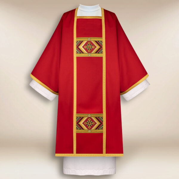 Embroidered dalmatic "Moderno Carisma" red