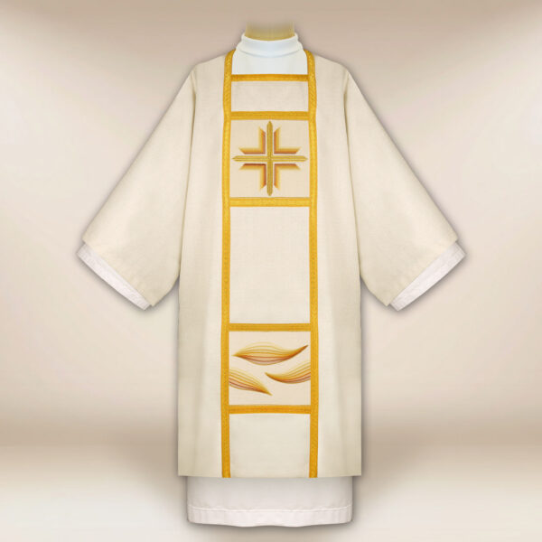 Embroidered dalmatic "Ombre Colorate" ecru