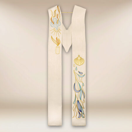 Embroidered liturgical stole for baptism