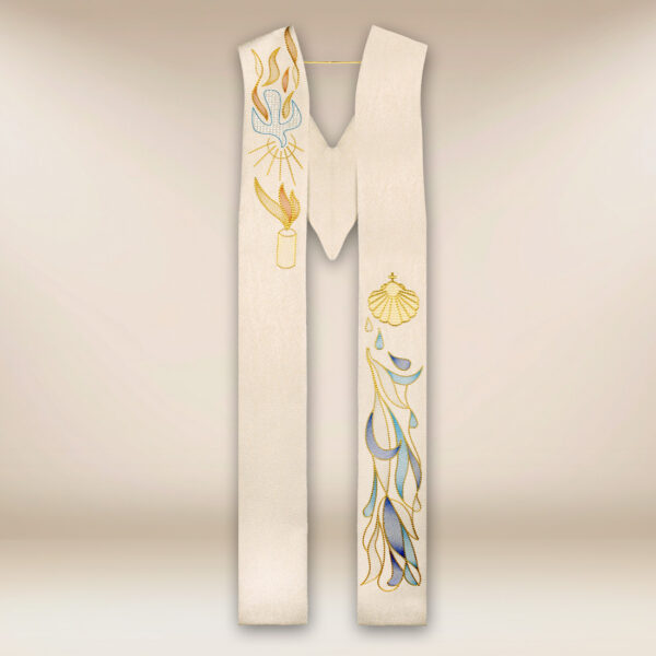 Embroidered liturgical stole for baptism