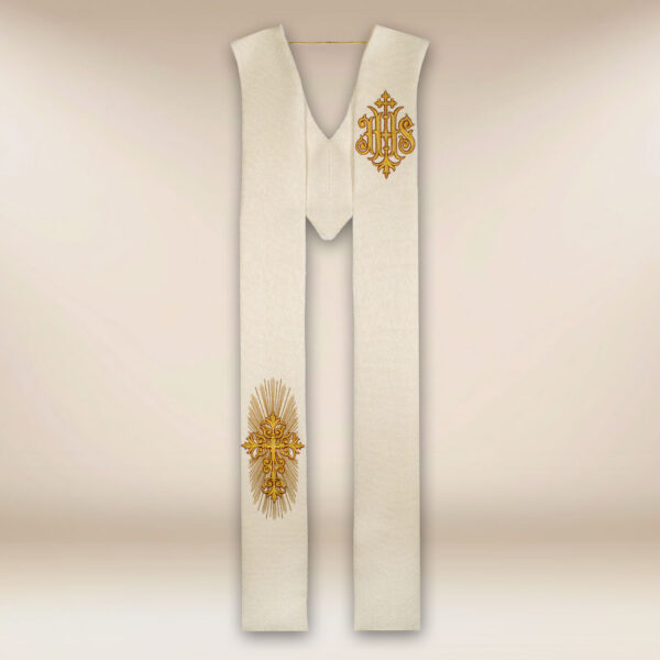 Ecru embroidered stole