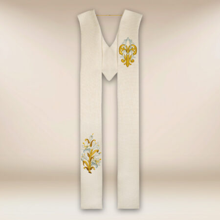 Ecru stole with the Mother of God embroidered