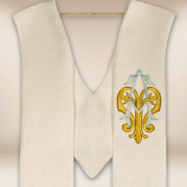 Ecru stole with the Mother of God embroidered - Image 2