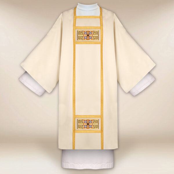 Embroidered dalmatic "Paradiso" ecru