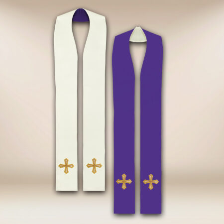 Double-sided purple and ecru stole for priests