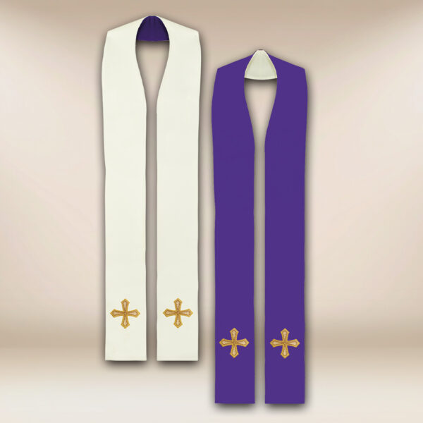 Double-sided purple and ecru stole for priests