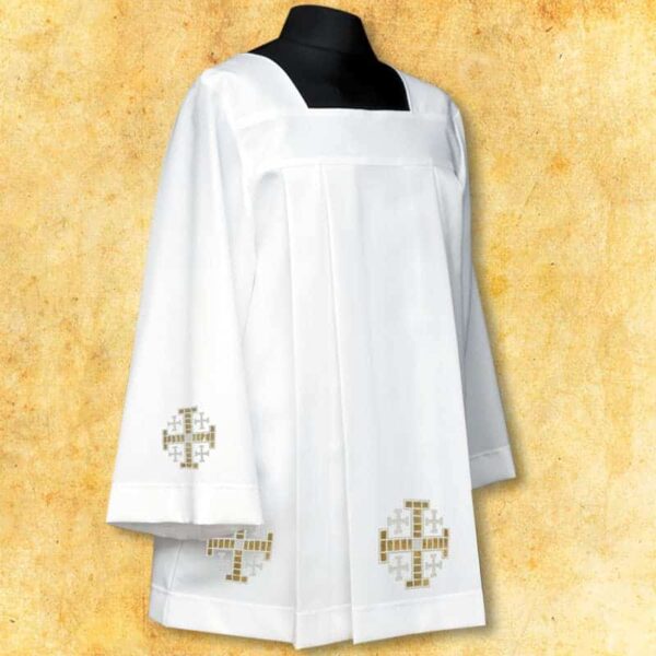 Embroidered  surplice "Jerusalem Crosses" white 182 cm