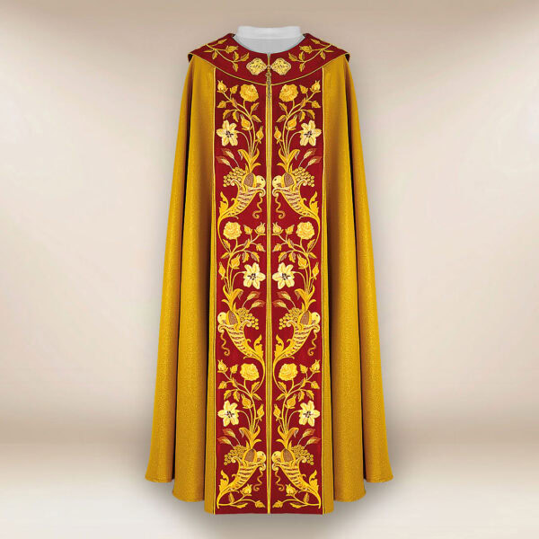 Embroidered cope "Heart of Jesus and Mary"